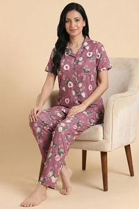 Zivame Buttersoft Fruity Collection Knit Poly Pyjama Set - Mesa Rose — thumbnail 1